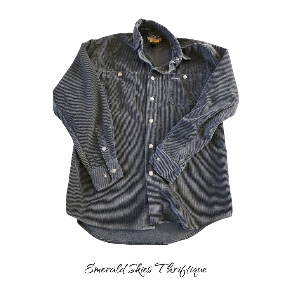 Harley Davidson Corduroy Size small Button Up Long Sleeve Shirt Collared